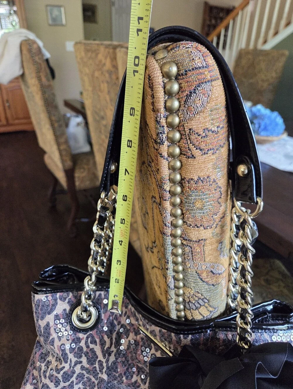 Betsey Johnson Leopard Sequin Large Shoulder Bag In Excellent Like New Condition